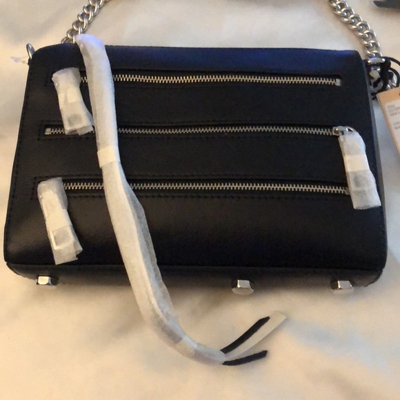 Rebecca Minkoff Mini 5 Zip Black Leather Crossbody Chain & Leather Strap NWT - Picture 5 of 14